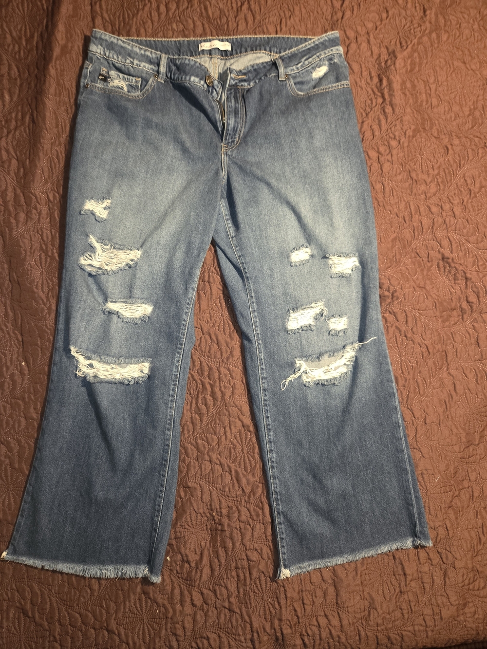 KanCan Light Blue Distressed Wide-Leg Jeans